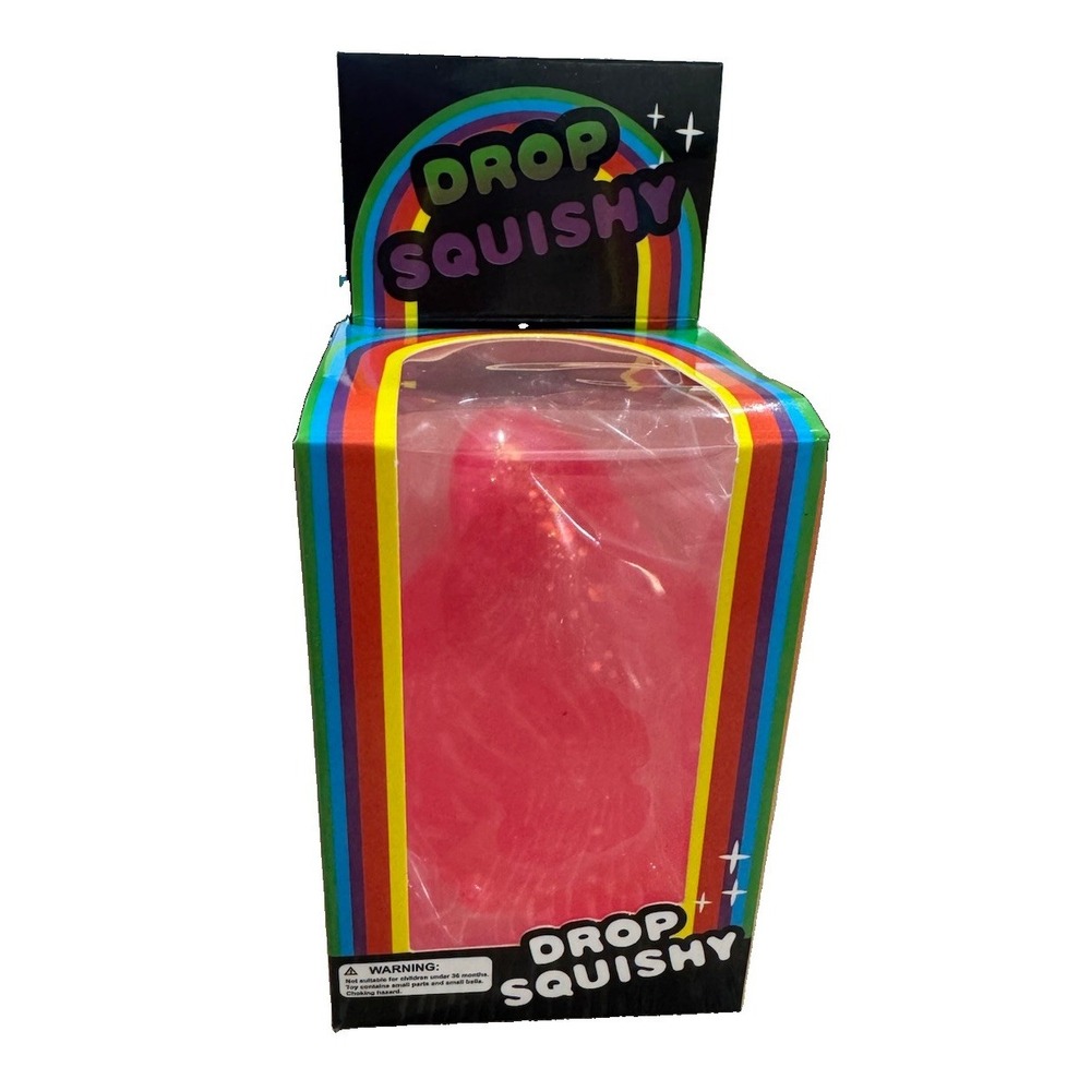 Drop Squishy Pink Glitter Water Drop Fidget Toy with Splash Display Stand NEW